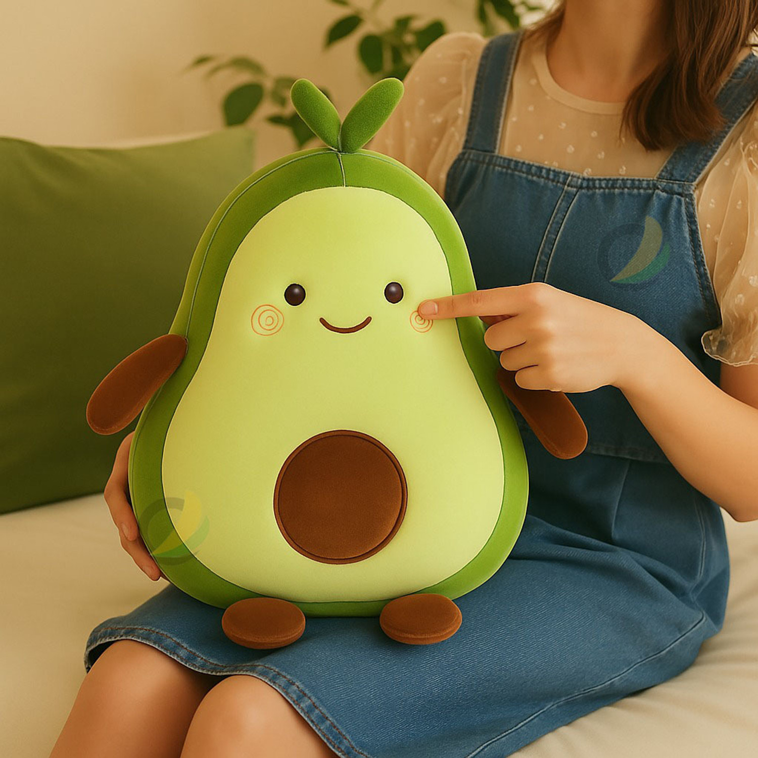 Image of MARSELITE Avocado Pillow Plush Toy - Soft, Cuddly, Cute Gift for Kids & Adults - 35 mm