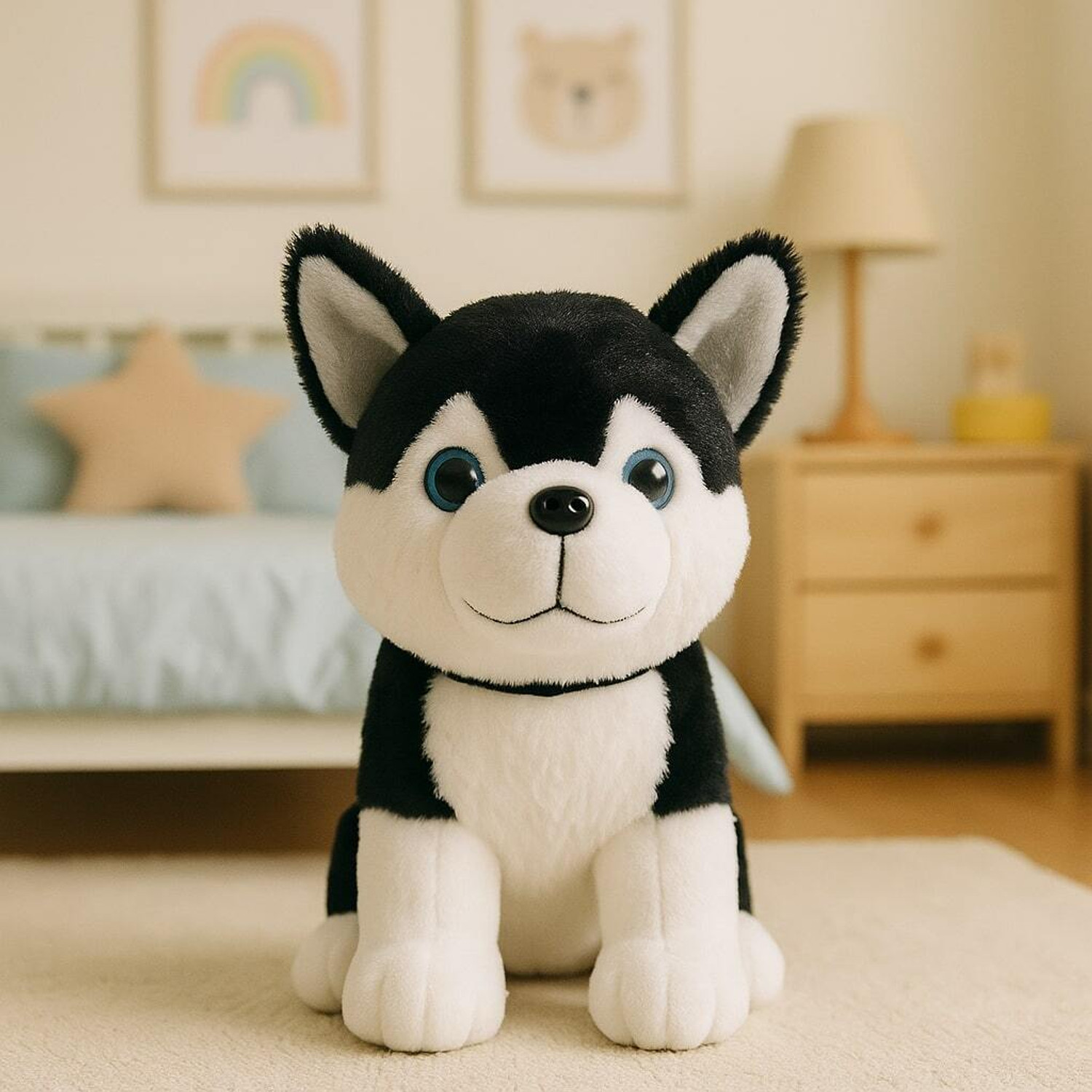 Image of Besties Plush Husky Dog Stuffed Animal Puppy Soft Toy, Adorable Gifts Black - 25 cm