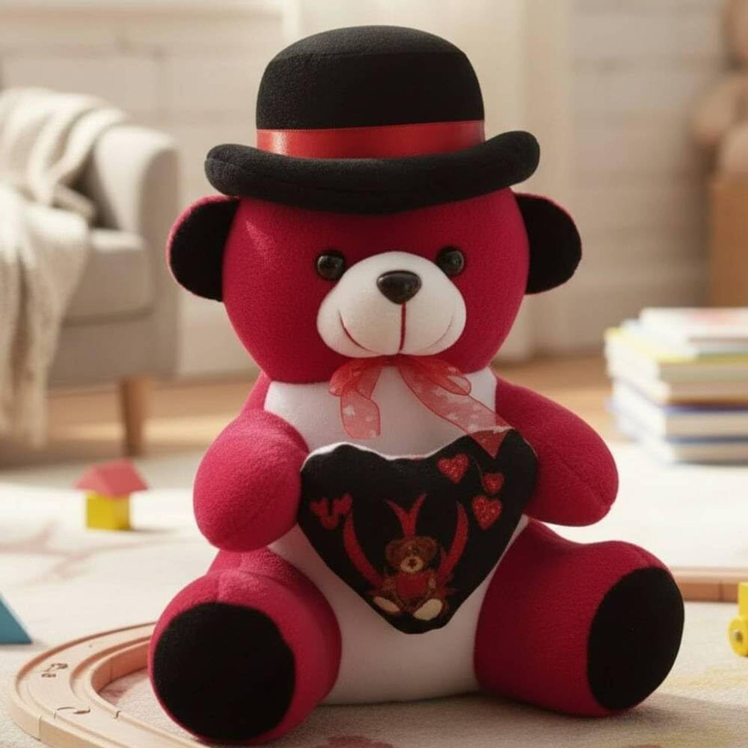 Alvero Premium Soft Plush Teddy Bear Romantic Gift Stuffed Animal with Hat - 34 cm