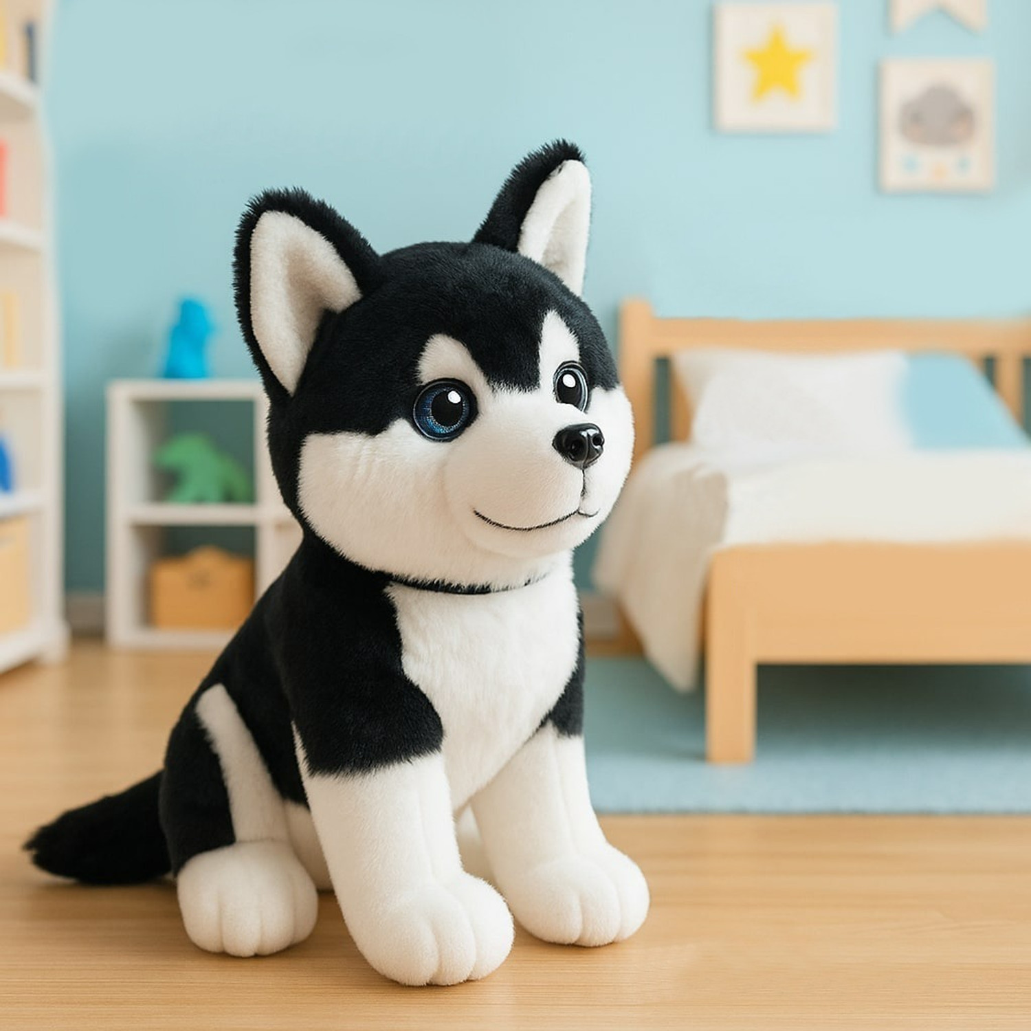 Image of Besties Plush Husky Dog Stuffed Animal Puppy Soft Toy, Adorable Gifts Black - 25 cm