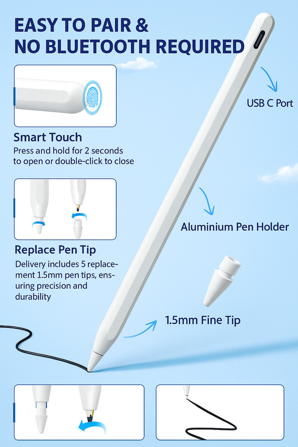 Image of ROBOTECH Non-Bluetooth Stylus Pen for All Devices | Fast Response Easy to use Stylus