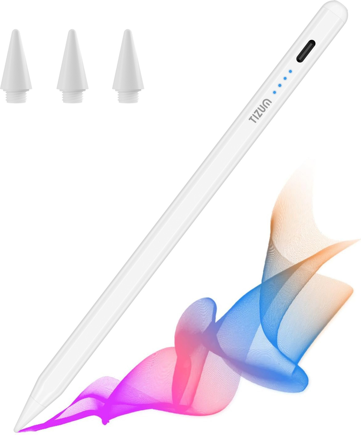 Image of Tizum Case Magic iPad Pencil Active Stylus Pen,Palm Rejection, for iPad 2018-2024,Pro Stylus (White)