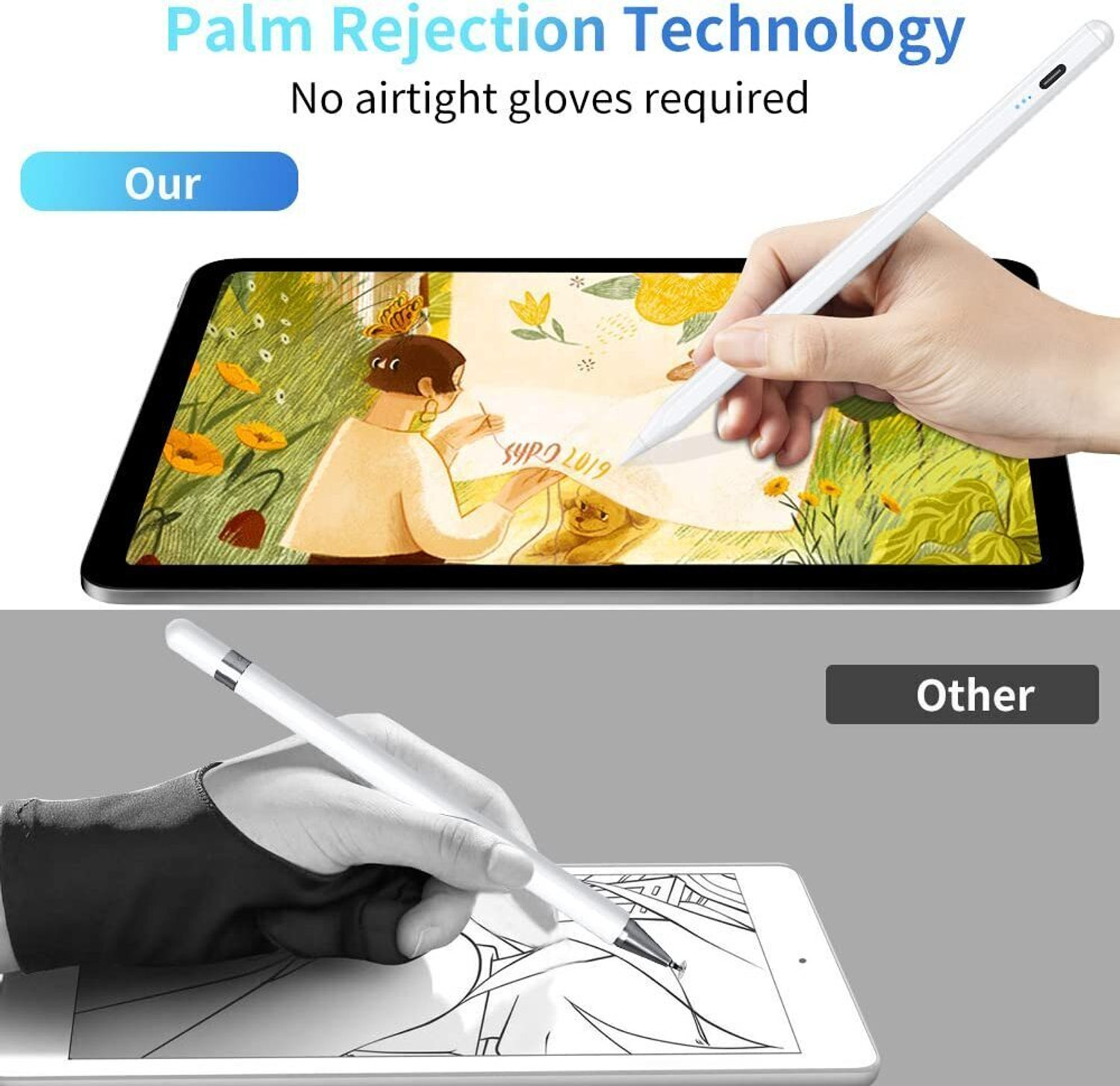 Image of Psithurism Upgraded Stylus Pen iPad Pencil, Ultra High Precision & Sensitivity, Palm Stylus Stylus