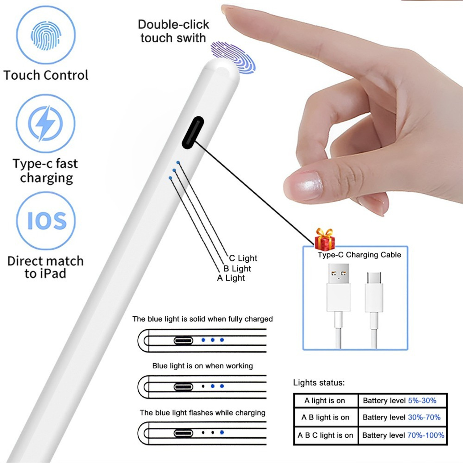 Image of Qiwa Upgraded Capacitive Active Stylus Pen | Magnetic Pencil with Palm Rejection Stylus