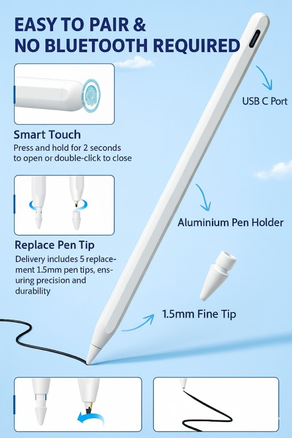 Image of Proway Stylus Pen iPad /Android Pencil, Ultra High Precision & Sensitivity NON Bluetooth Stylus