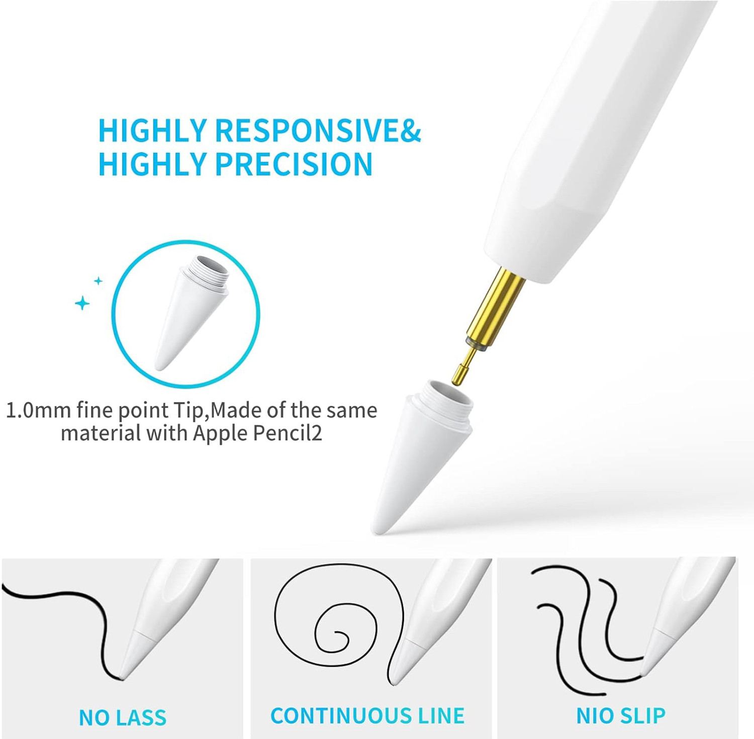 Image of Psithurism Upgraded Stylus Pen iPad Pencil, Ultra High Precision & Sensitivity, Palm Stylus Stylus