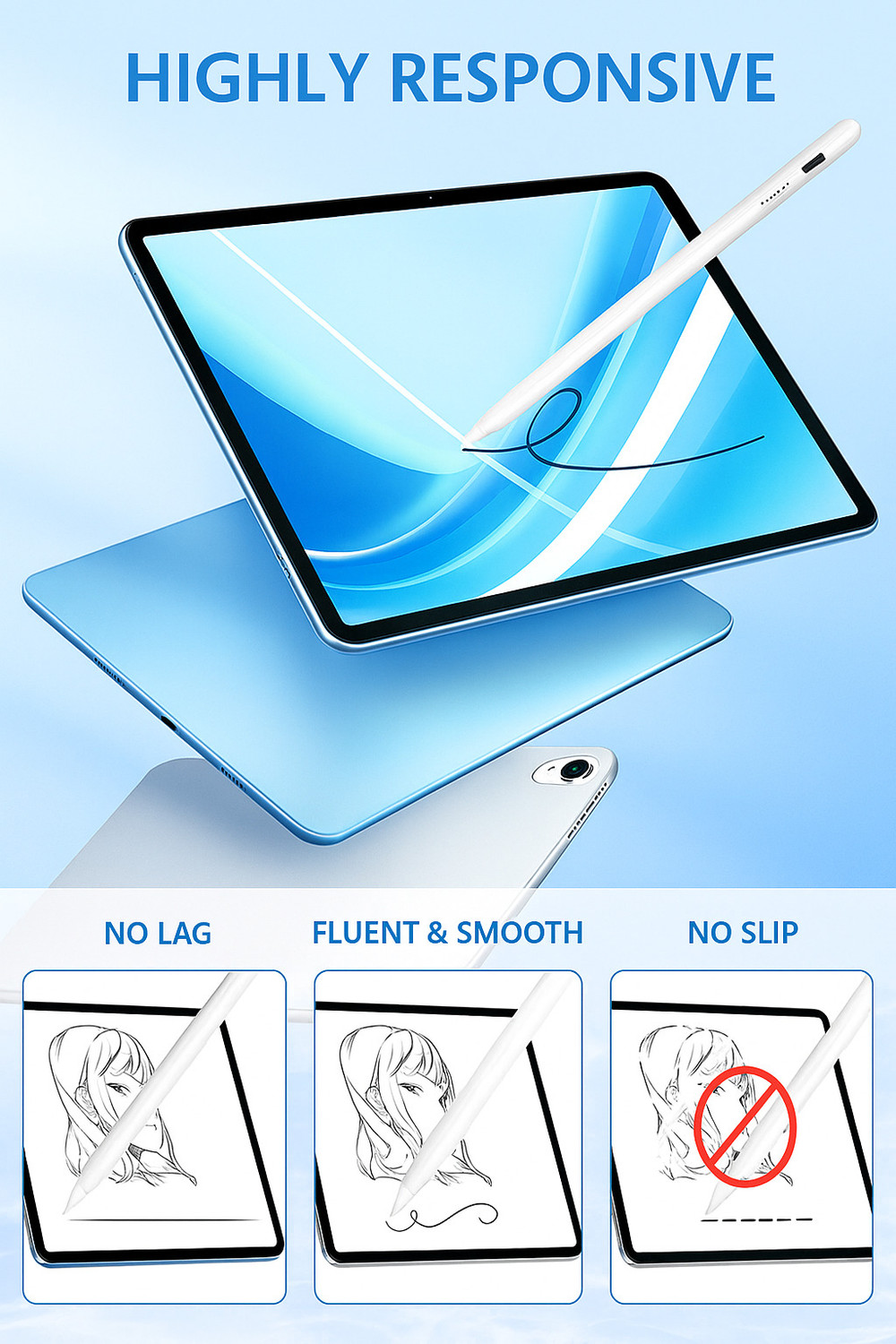 Image of Tukzer Universal Magnetic charging pencil 3rd generation for ipad & android, wireless stylus pen Stylus