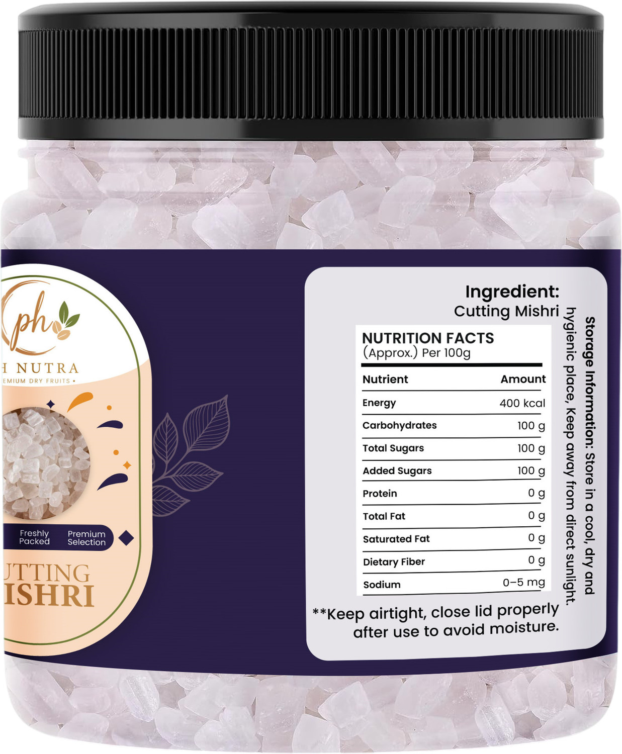 Image of PH NUTRA Clean Cutting Mishri Ready to Use Small Sugar Crystal Pieces Mishri