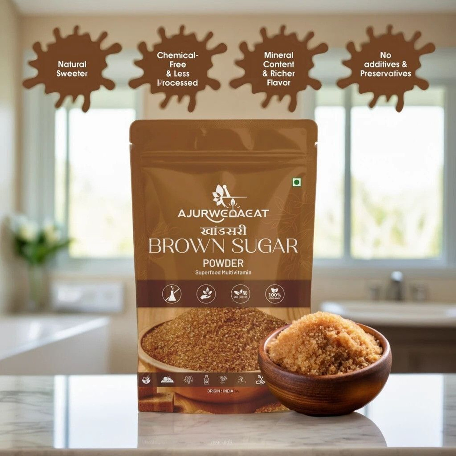 Image of AJURWEDAEAT 100% PURE AND ORGANIC BROWN SUGAR |HHDFSD0BS950 Brown Sugar