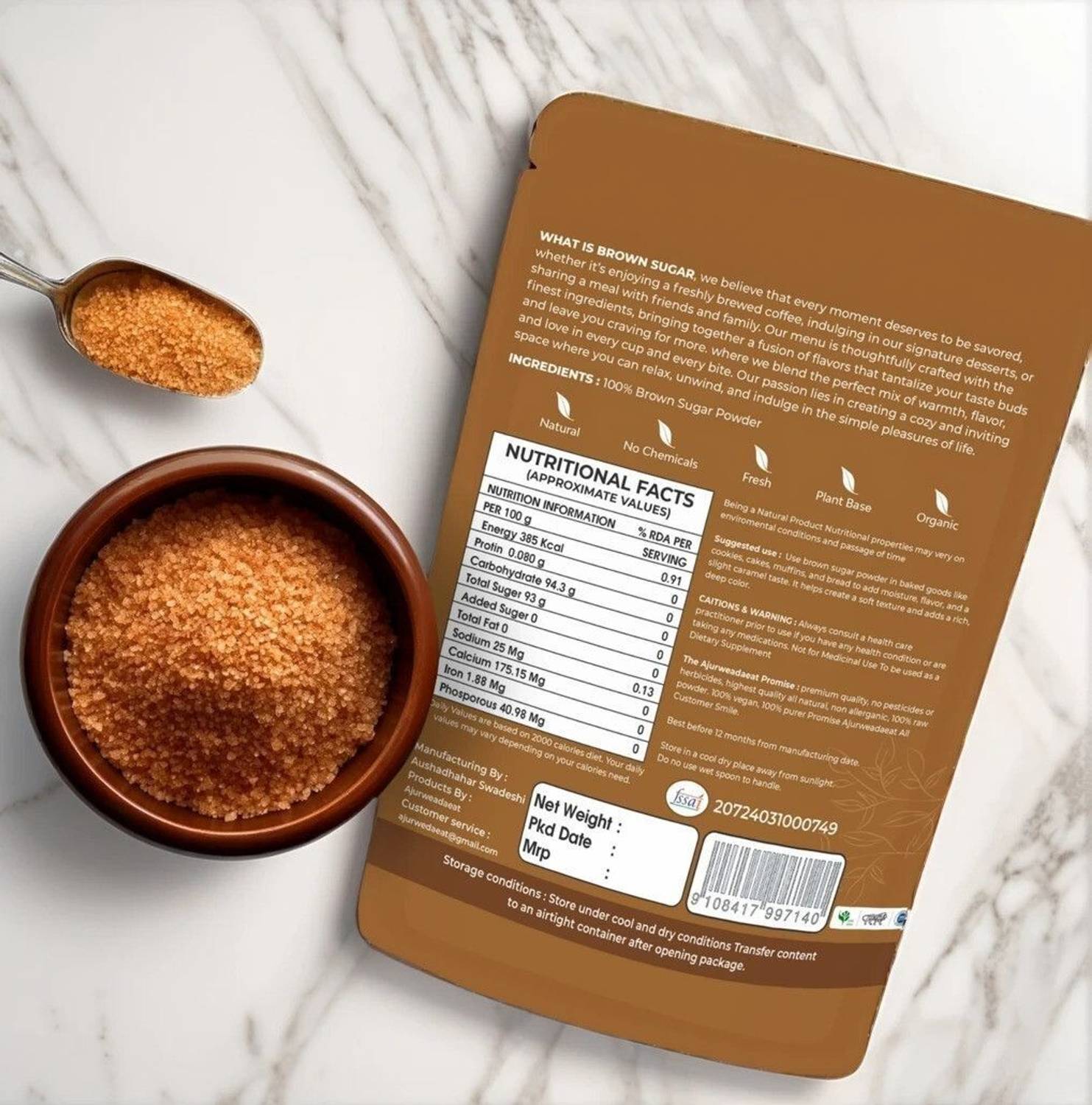 AJURWEDAEAT 100% PURE AND ORGANIC BROWN SUGAR |HHDFSD0BS460 Sugar