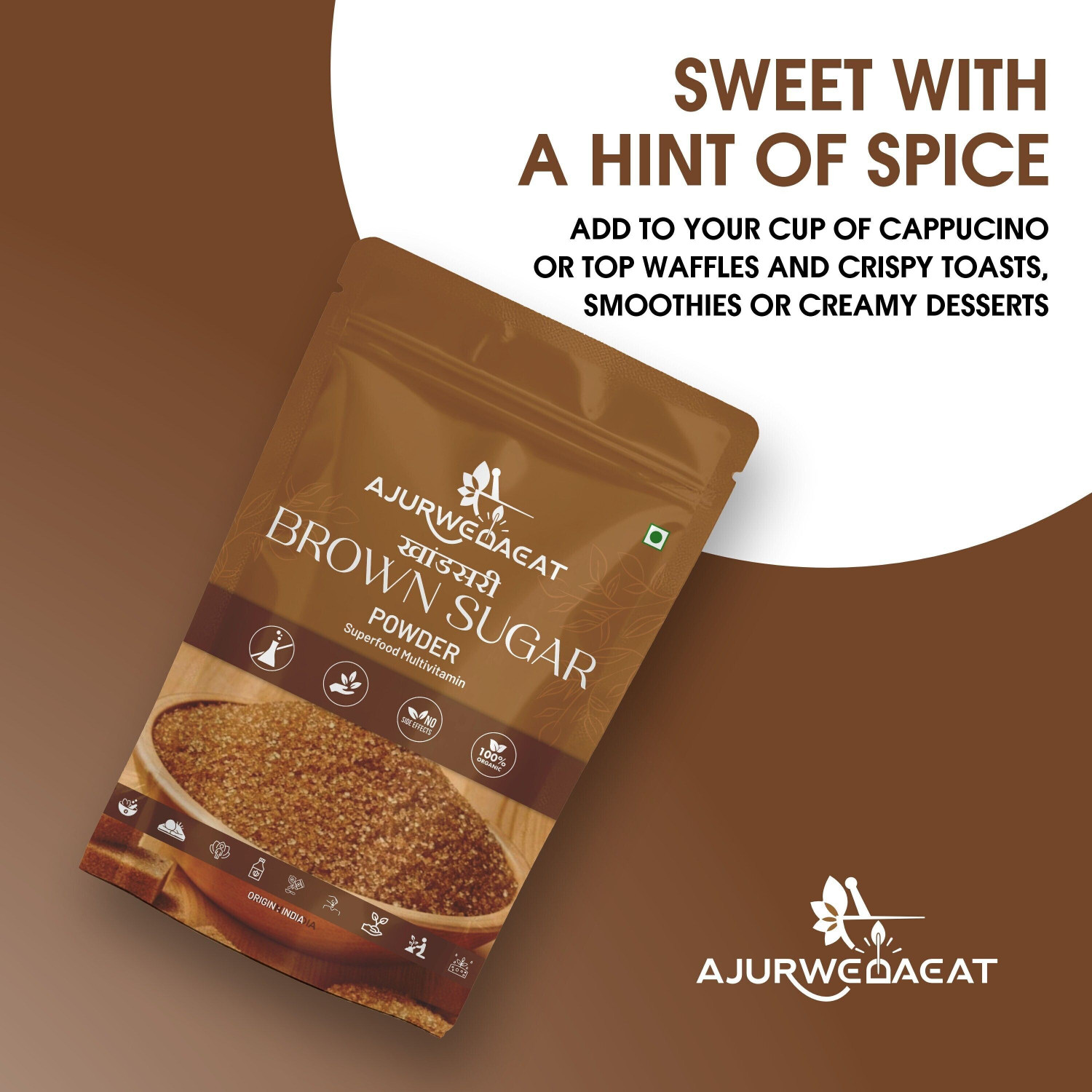 Image of AJURWEDAEAT 100% PURE AND ORGANIC BROWN SUGAR |HHDFSD0BS950 Brown Sugar