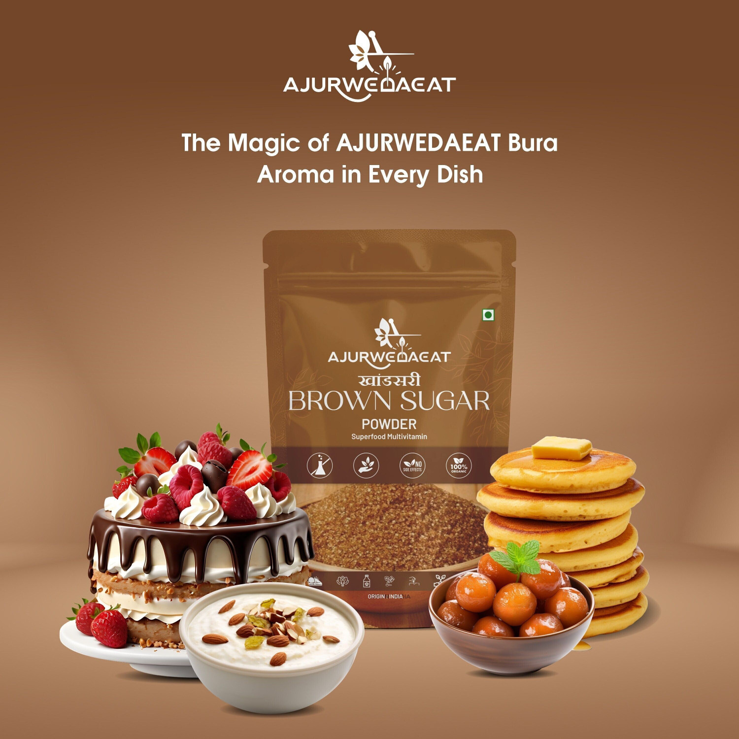 Image of AJURWEDAEAT 100% PURE AND ORGANIC BROWN SUGAR |HHDFSD0BS950 Brown Sugar