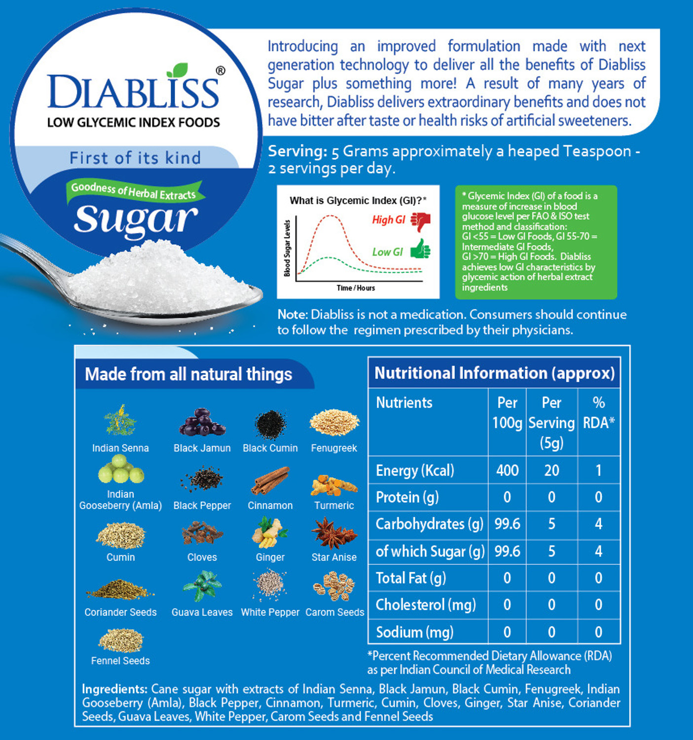 Image of DiaBliss Low GI Reusable Jar - Pack of 8 Refined Sugar