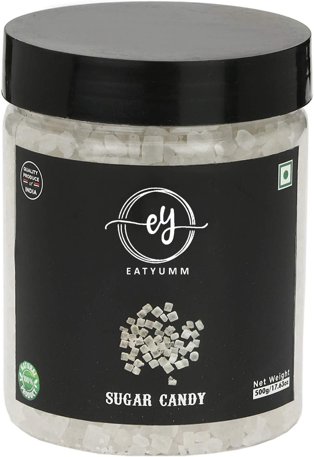 Image of eatyumm Mishri Dana|Cutting Misri|Weet Sugar Crystal Sugar 250 Grams|JarPack|Diamond Cut White Sugar