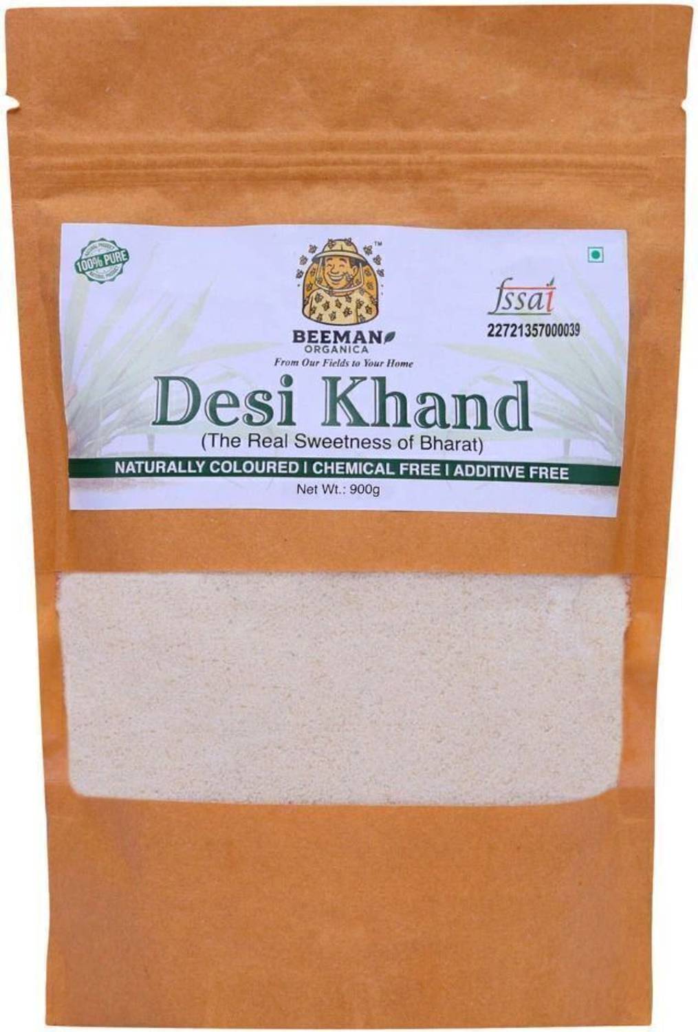 BEEMAN ORGANICA Organic Desi Khand | Natural & Sulphur free Unrefined Chemical Free Powdered Sugar