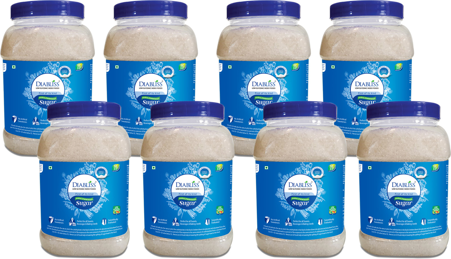 Image of DiaBliss Low GI Reusable Jar - Pack of 8 Refined Sugar