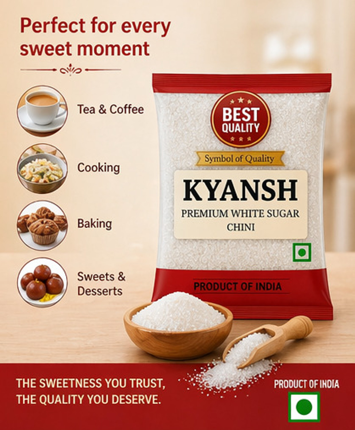 Image of Kyansh 5kg Pack of white premium sugar White Sugar