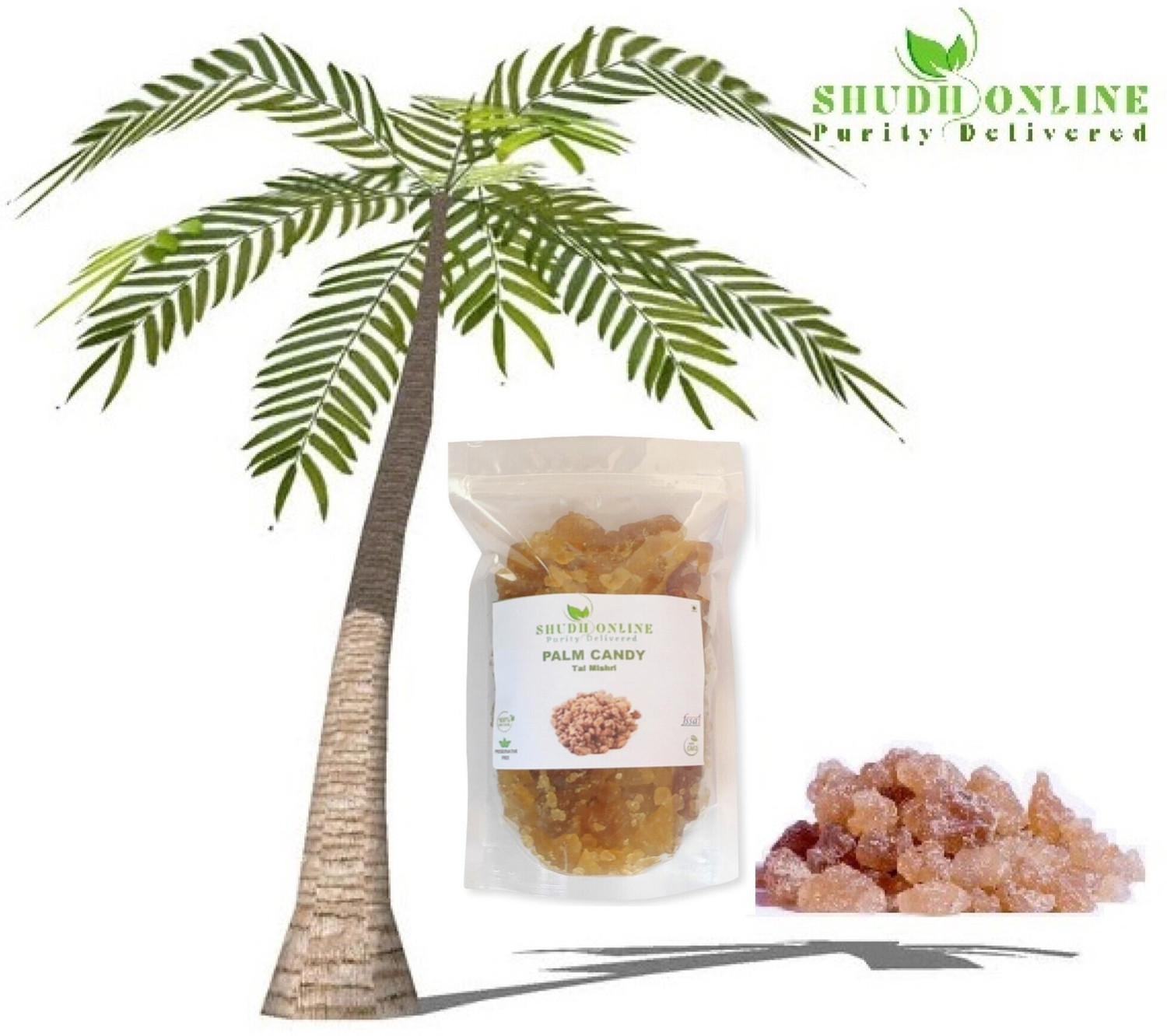 Image of Shudh Online Tal Mishri, Palm Candy, Palm Sugar Crystals, Tal Misri, Panang Kalakandu, Panakarkandu (Diabetes-Free) Palm Sugar
