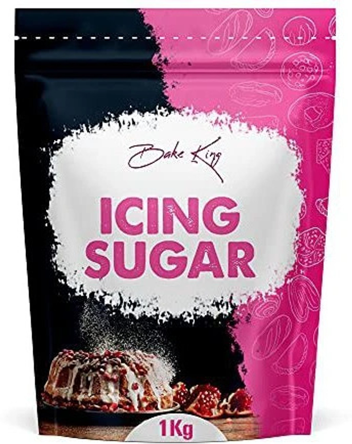 Image of Bake King Icing Sugar 1000G Icing Sugar Powder for Cake, Baking, Frosting, Glazing, Filling, Thickening or Simply Dusting Over Fruits / Pastries. FINE GRADE Icing Sugar Powder Baking Ingredients Icing Sugar Powder (1000 g) Icing Sugar
