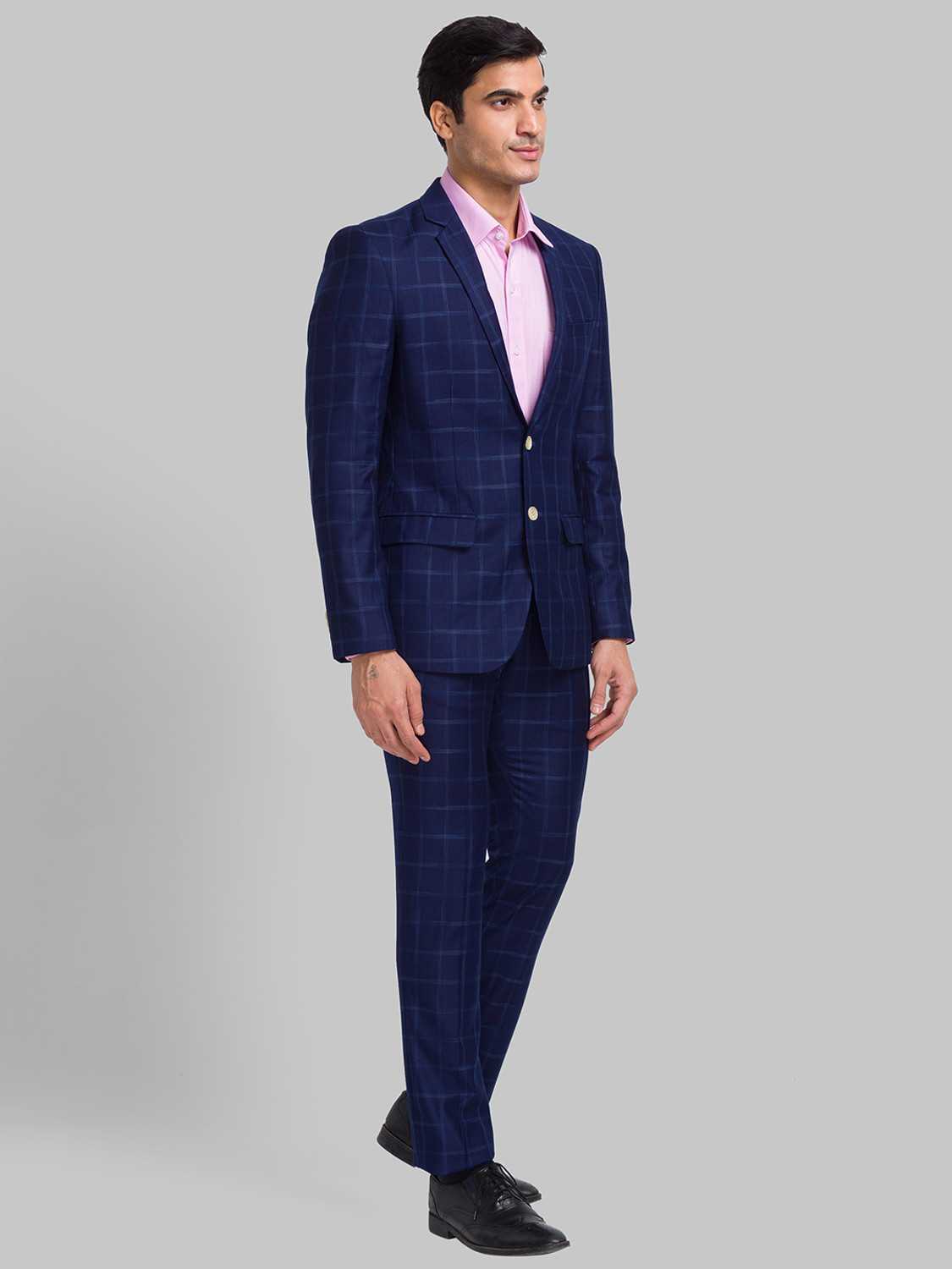 Image of PARK AVENUE SB2 BASIC NEO WITH NOTCH LAPEL-NEO Checkered Men Suit