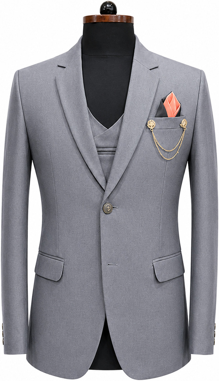 Image of Clothify 3-Piece Coat Pant Set | Wedding Party Wear Suit | Three Piece Coat Pant Solid Men Suit
