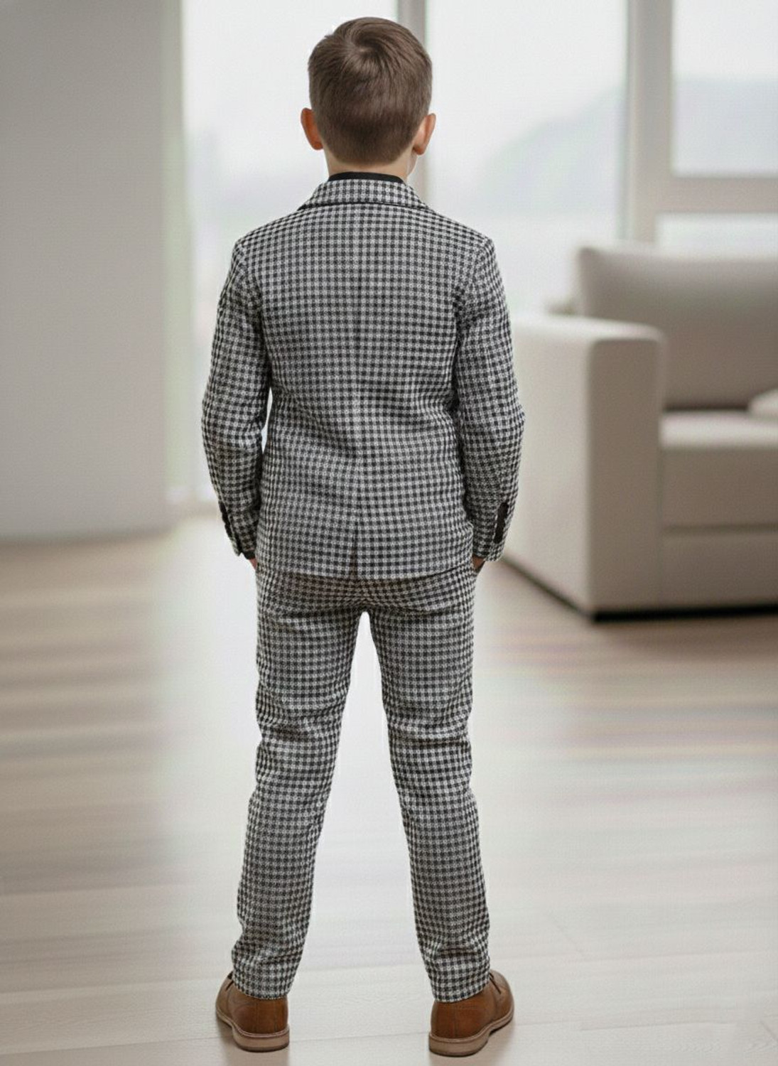 Image of HIKUJ Suit Coat Pant Shirt Checkered Boys Suit