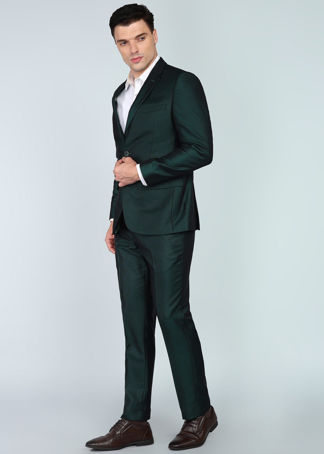 Image of PARK AVENUE 2PC NOTCH BASIC- SUPER SLIM FIT 85% TR /15% RAYON Self Design Men Suit