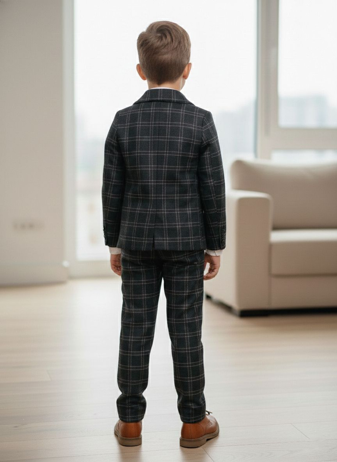 Image of HIKUJ Suit Coat Pant Shirt Checkered Boys Suit