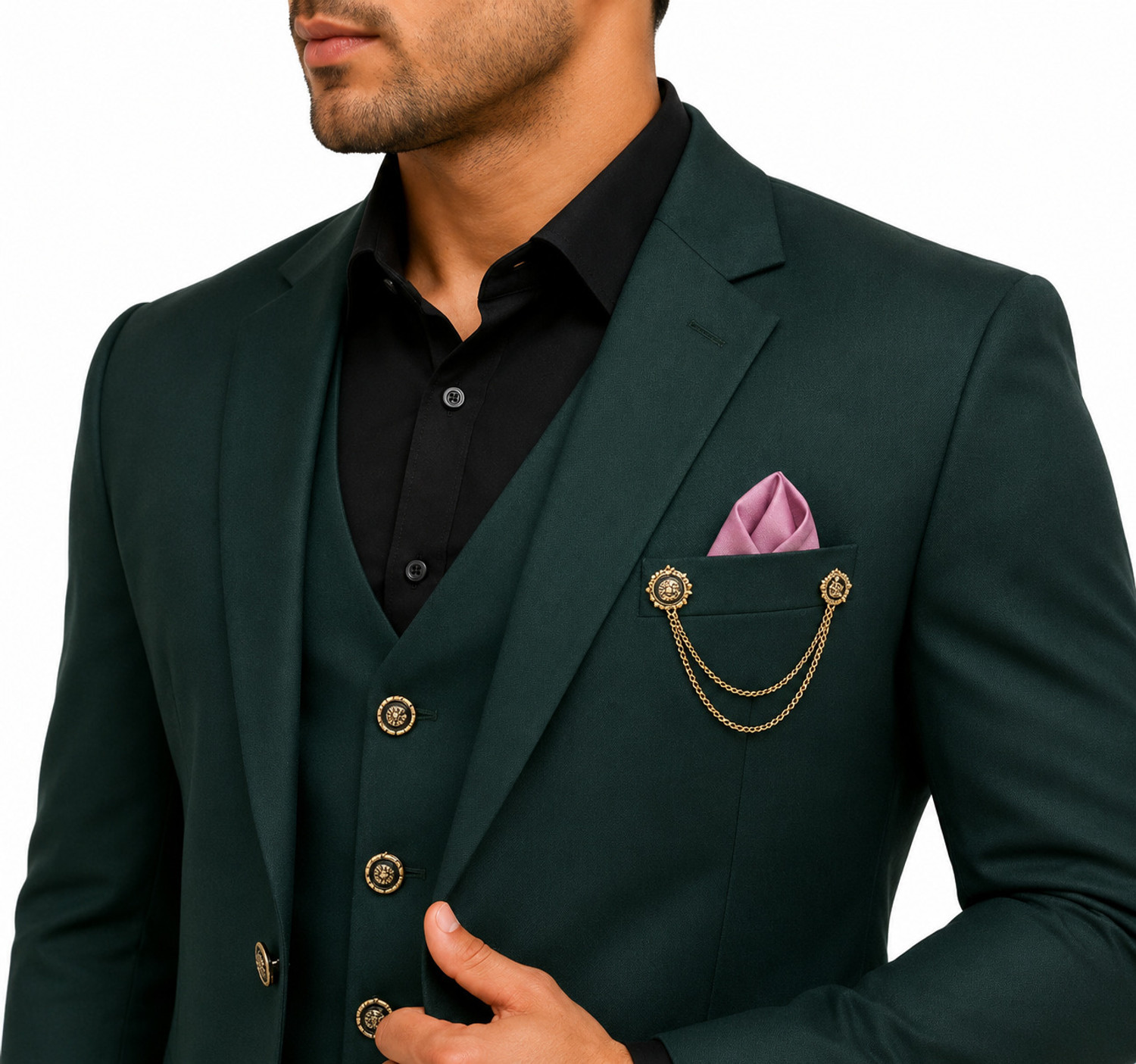Image of Clothify 3-Piece Coat Pant Set | Wedding Party Wear Suit | Three Piece Coat Pant Solid Men Suit