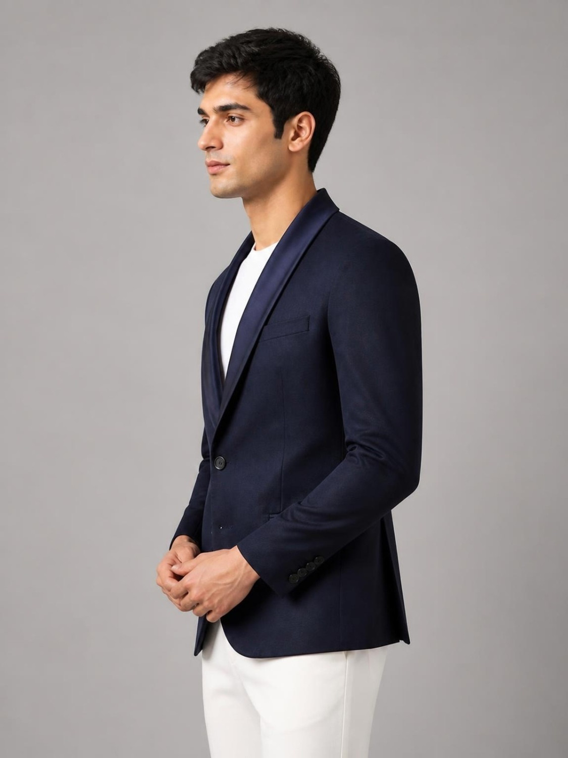 Image of PARK AVENUE Men 2BTN SB DETACHABLE SHAWL -S. SLIM FIT Solid Suit