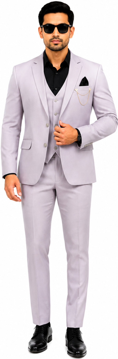 Image of Clothify 3-Piece Coat Pant Set | Wedding Party Wear Suit | Three Piece Coat Pant Solid Men Suit