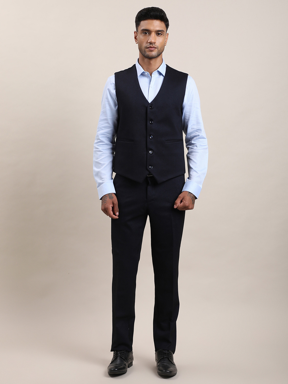 Image of TURTLE Three Piece Suits Solid Men Suit