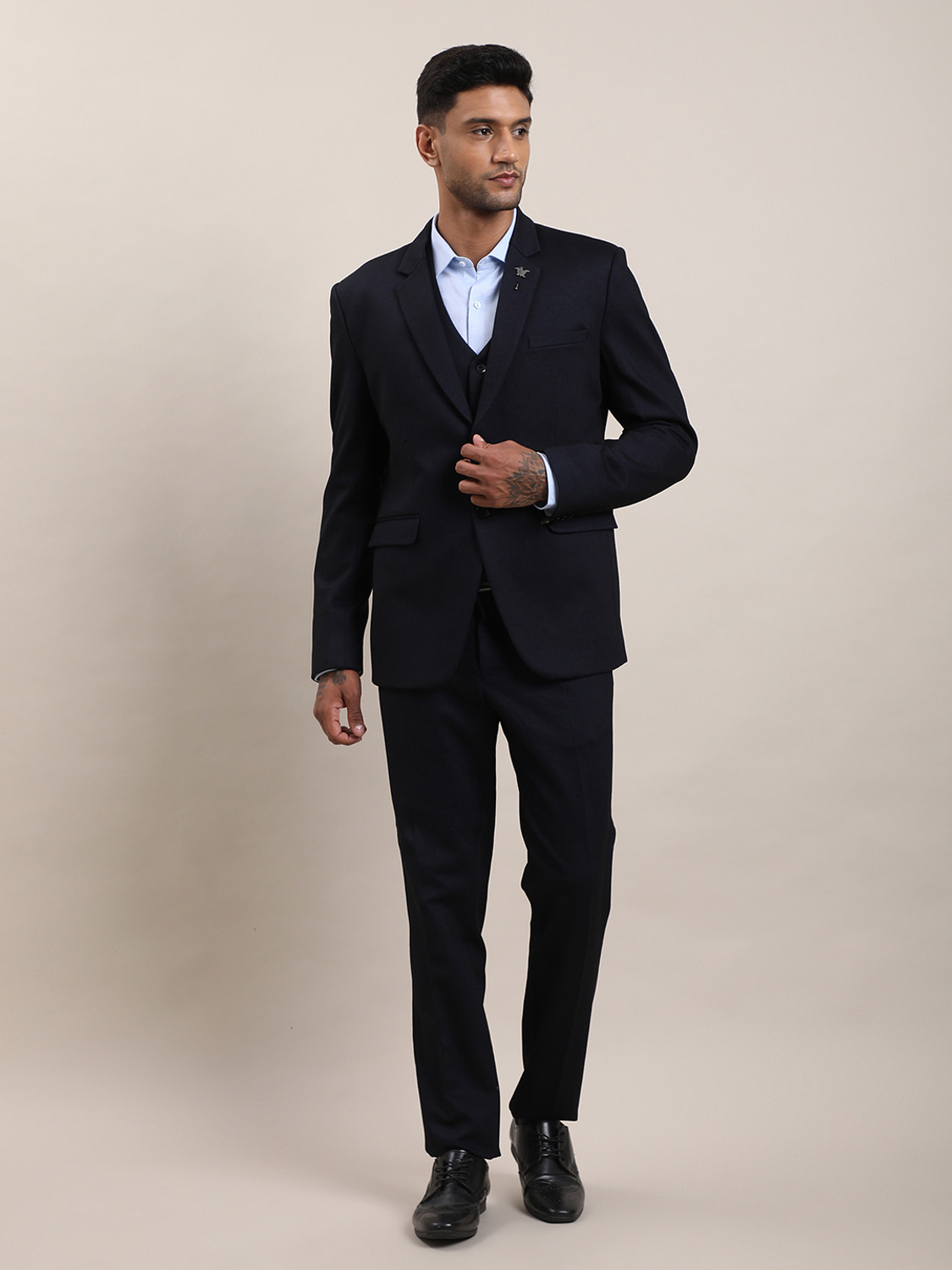 Image of TURTLE Three Piece Suits Solid Men Suit