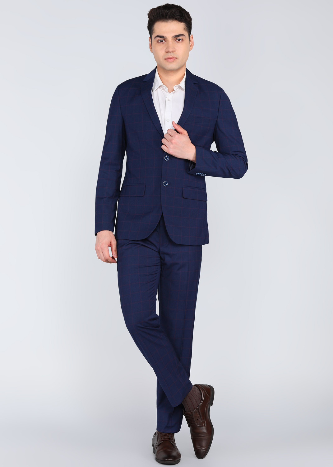 PARK AVENUE 2BTN NOTCH F.F.TROUSER SLIM FIT Checkered Men Suit