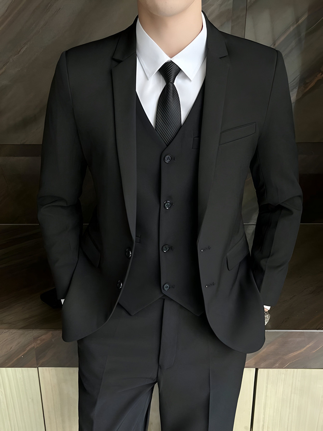 Image of METRONAUT 3 piece suit for men Solid Men Suit