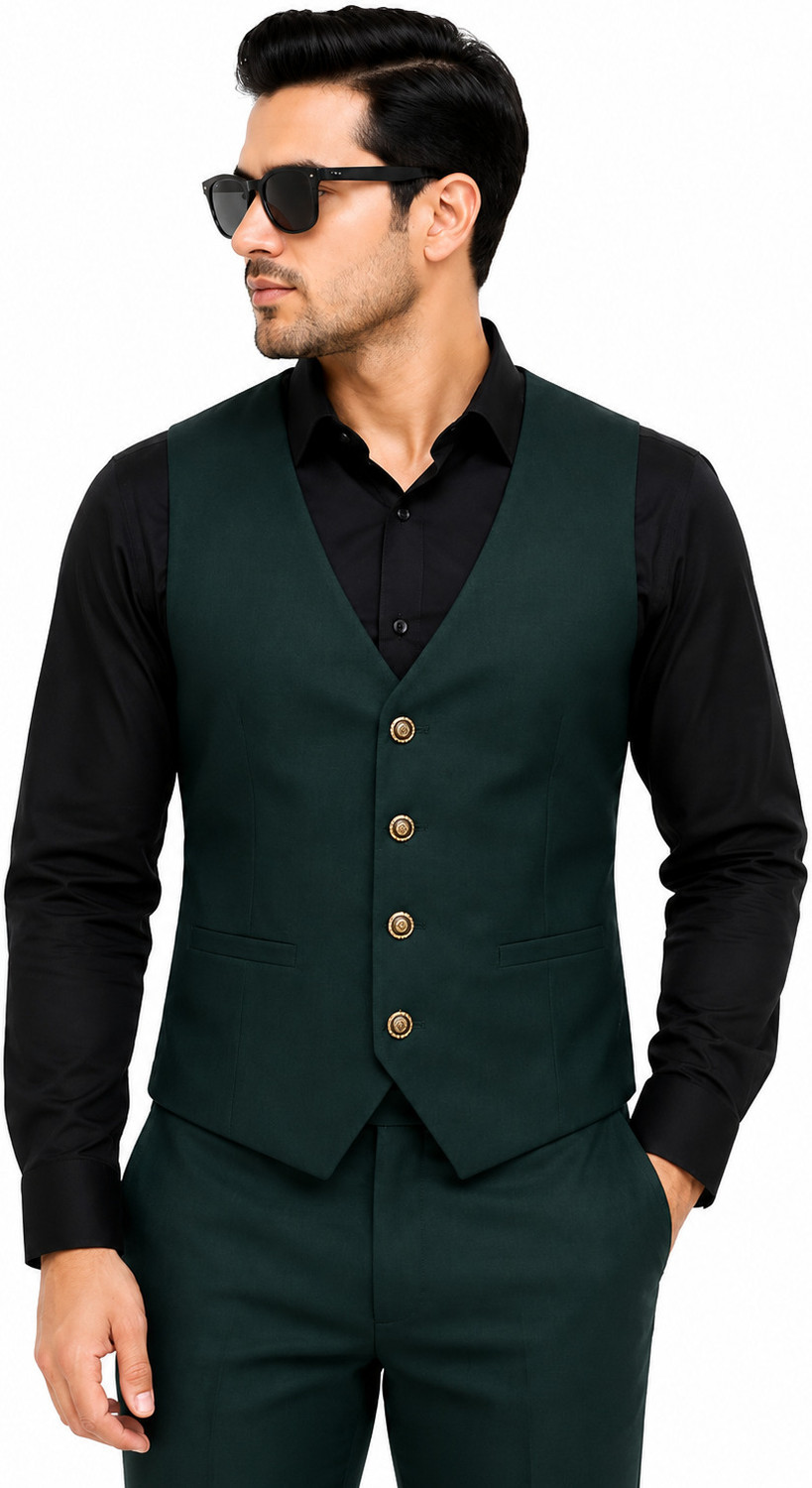 Image of Clothify 3-Piece Coat Pant Set | Wedding Party Wear Suit | Three Piece Coat Pant Solid Men Suit