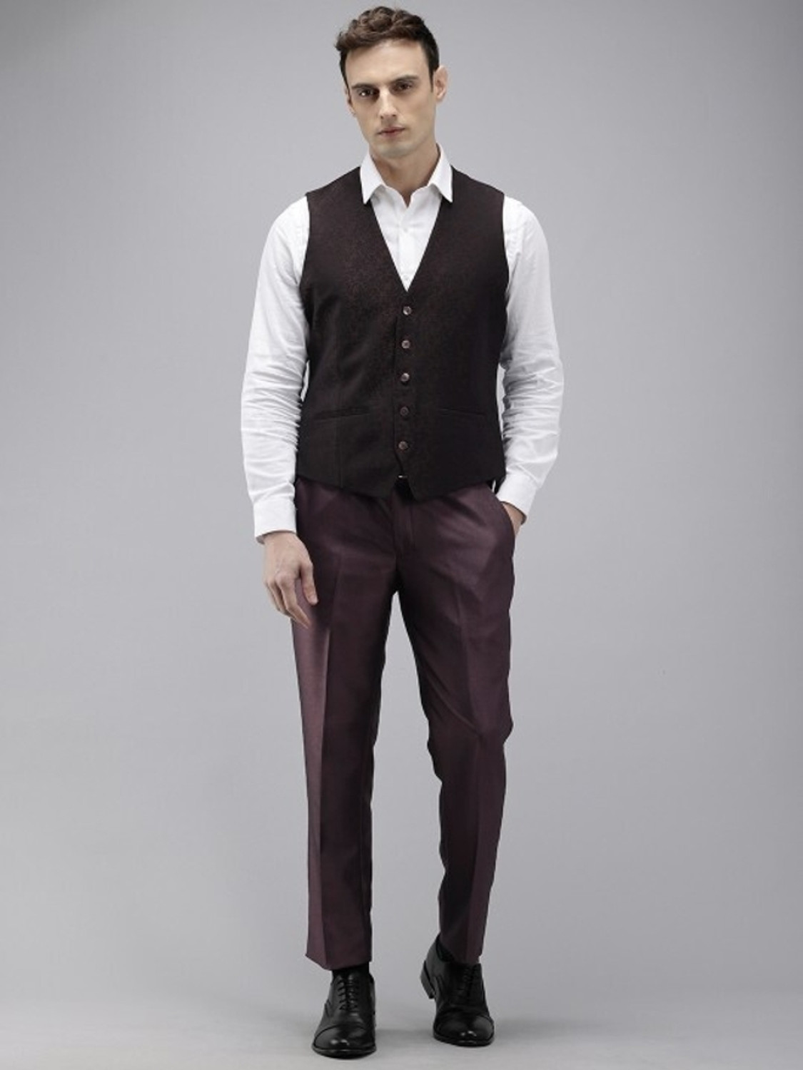 Image of PARK AVENUE Men 3PC NOTCH REV W /C - S.SLIM FT 83% TR /17% RAYON Self Design Suit