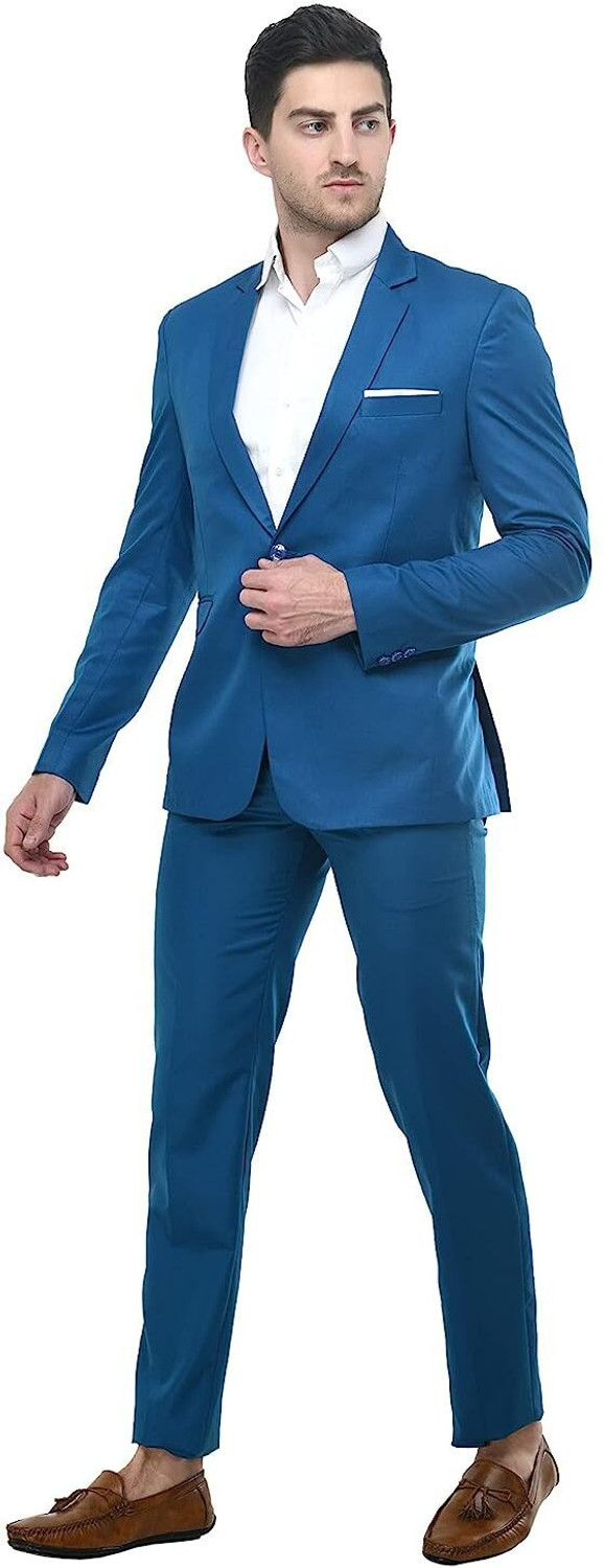 Image of HUMJOLI MENS WEAR Blazer And Trouser Solid Men Suit
