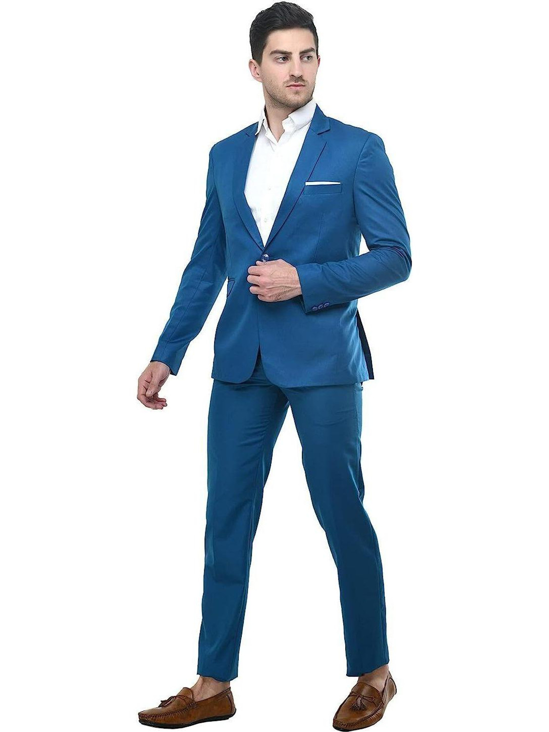Image of HUMJOLI MENS WEAR Blazer And Trouser Solid Men Suit