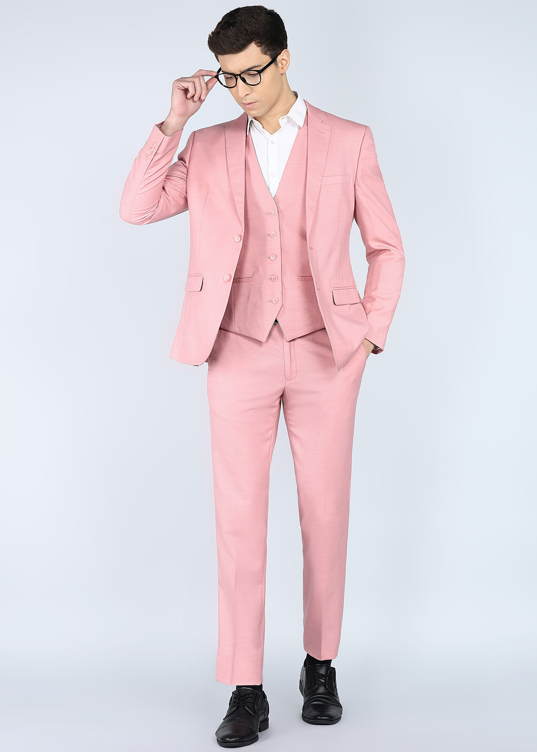 Image of PARK AVENUE Men 3PC NOTCH REV W /C -SLIM FIT Solid Suit