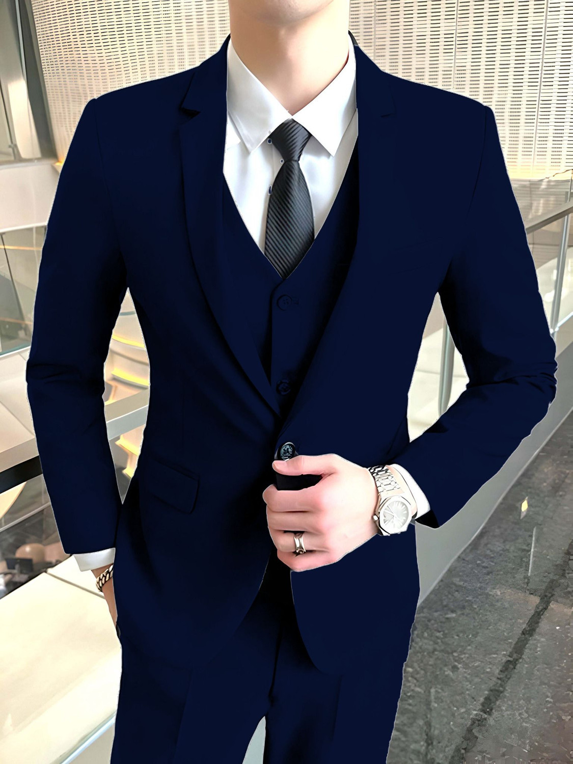 Image of METRONAUT 3 piece suit for men Solid Men Suit