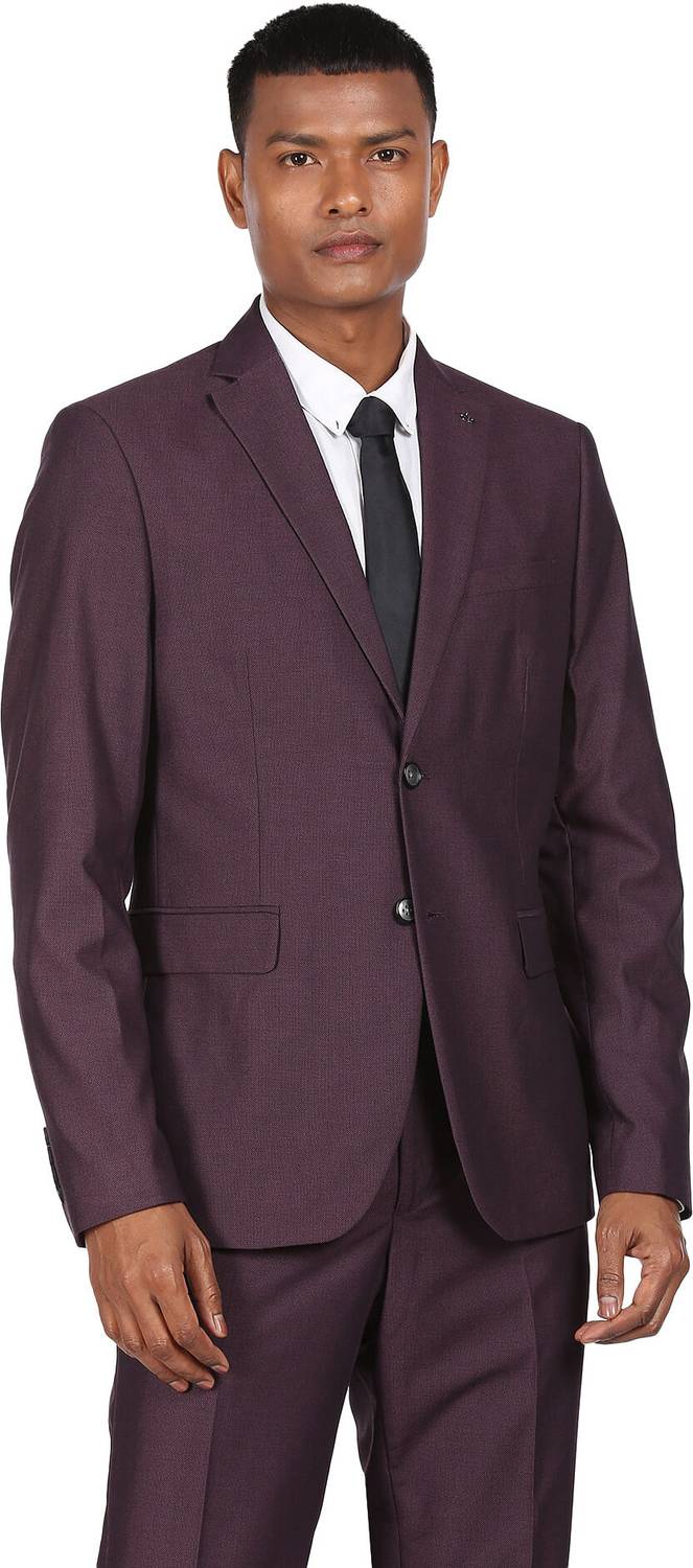 ARROW Men Men Dark Purple Tailored Regular Fit Single Breasted Formal Suit Solid Suit