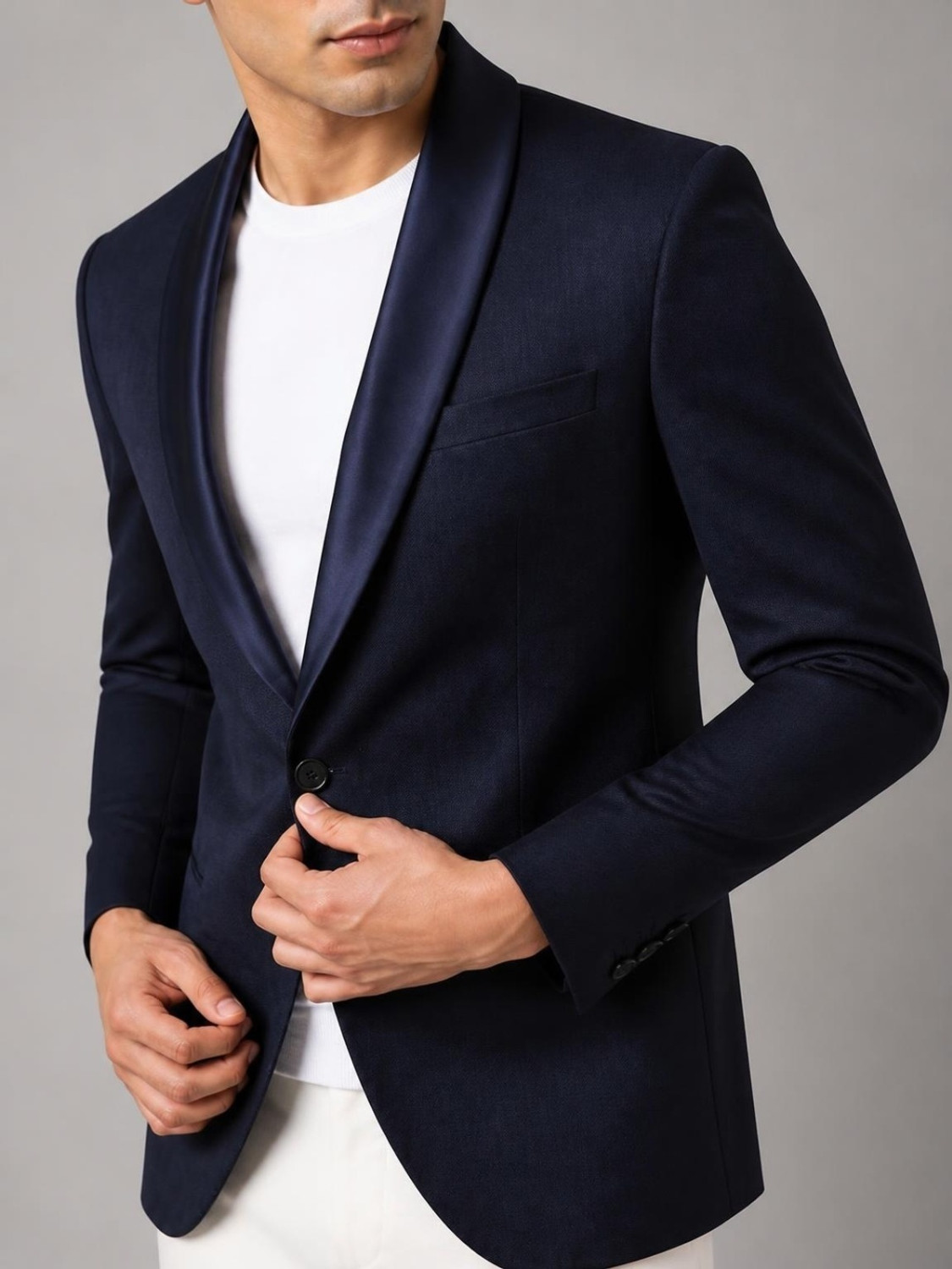 Image of PARK AVENUE Men 2BTN SB DETACHABLE SHAWL -S. SLIM FIT Solid Suit