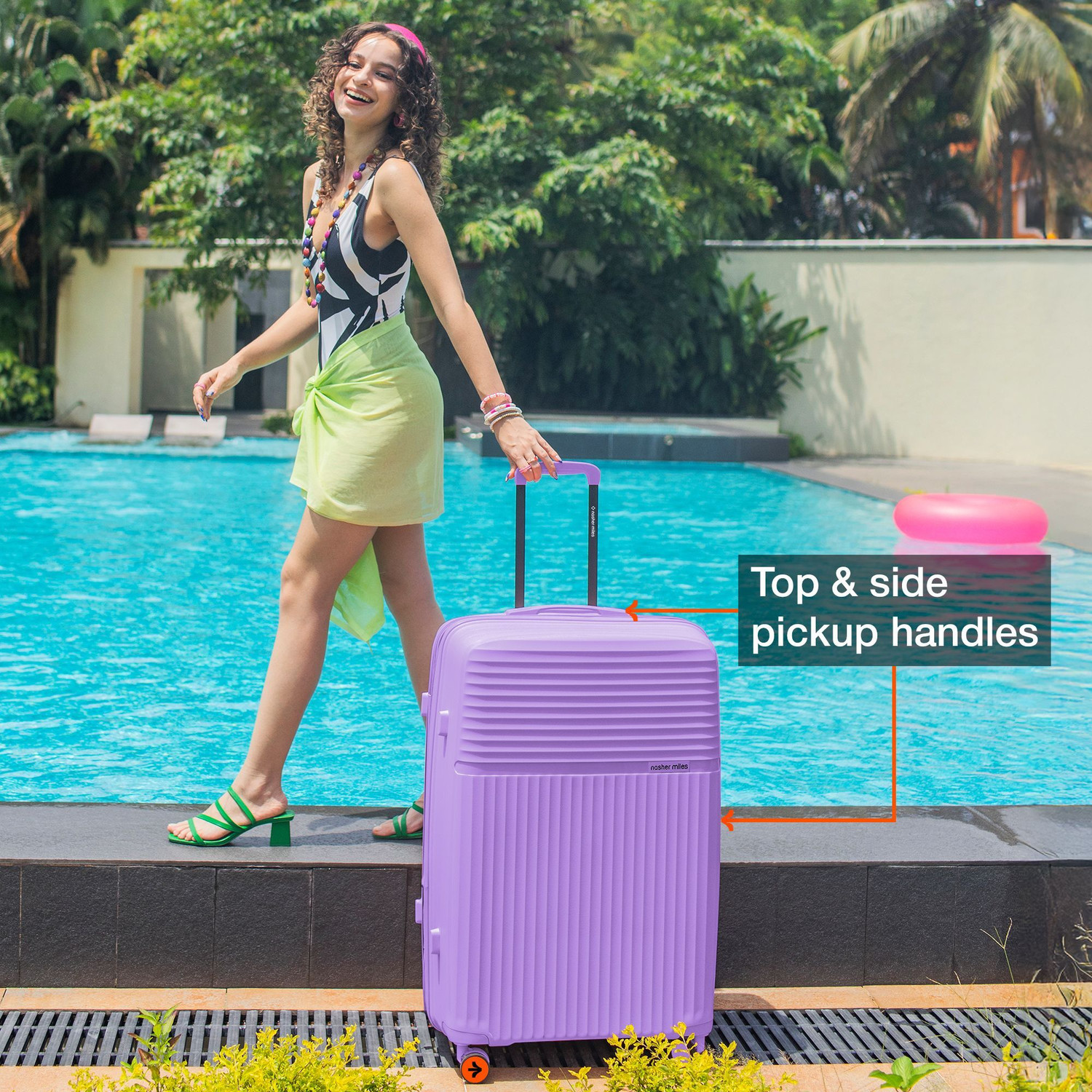Image of NASHER MILES Krabi Expander Hardside Polypropylene Check-in Pastel Purple 75cm Trolley Bag Expandable Check-in Suitcase 8 Wheels - 28 inch
