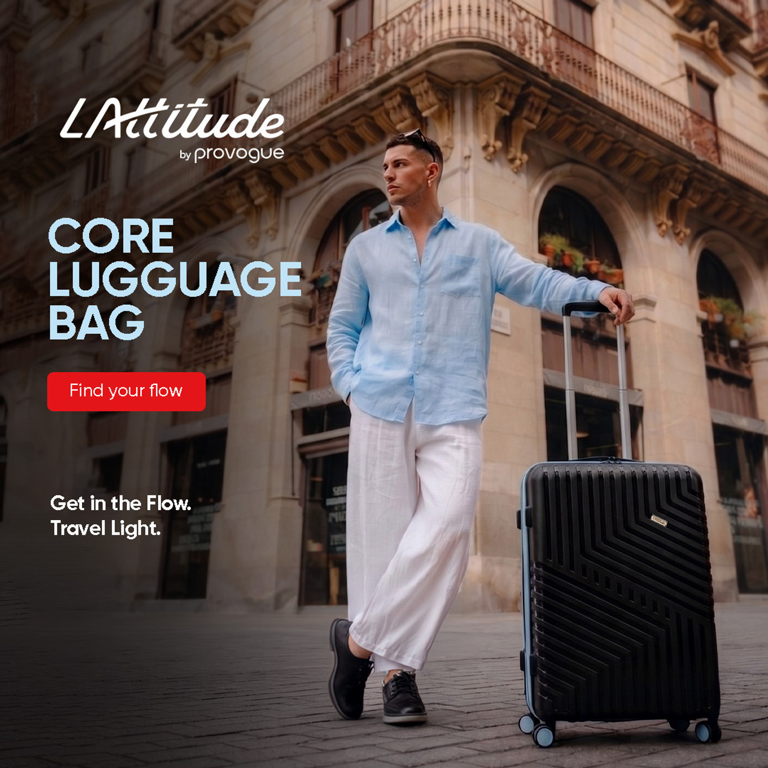 Image of LATTITUDE by Provogue CORE 75 8W MIDNIGHT BLACK /ARCTIC BLUE Check-in Suitcase 8 Wheels - 28 inch