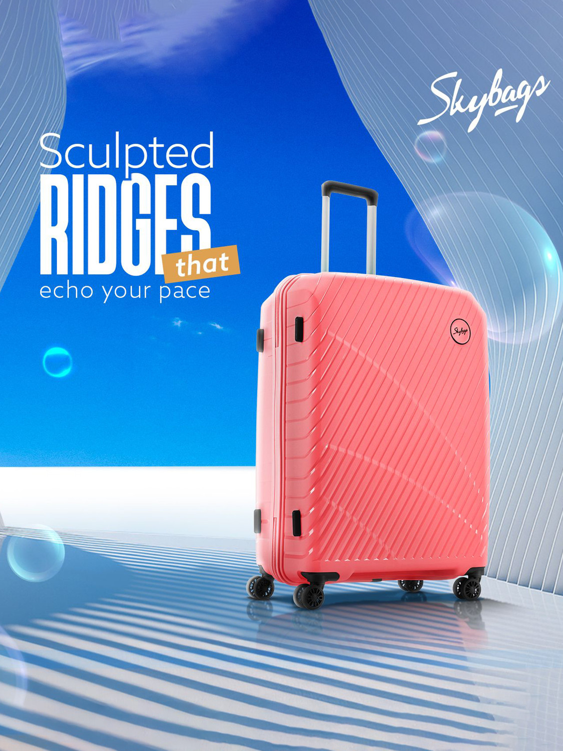 Image of SKYBAGS Streax Check-in Trolley Bag | Hard Luggage | Combination Lock with Sturdy Zipper Check-in Suitcase 8 Wheels - 26 inch