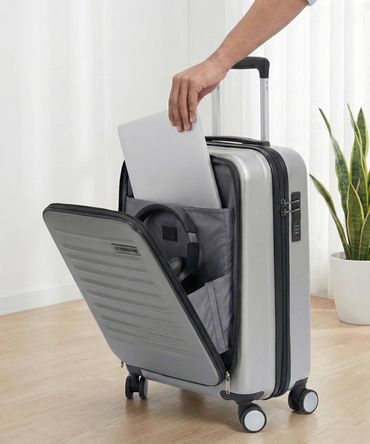 WROGN With Laptop Compartment- Kangaroo Cabin Suitcase 8 Wheels