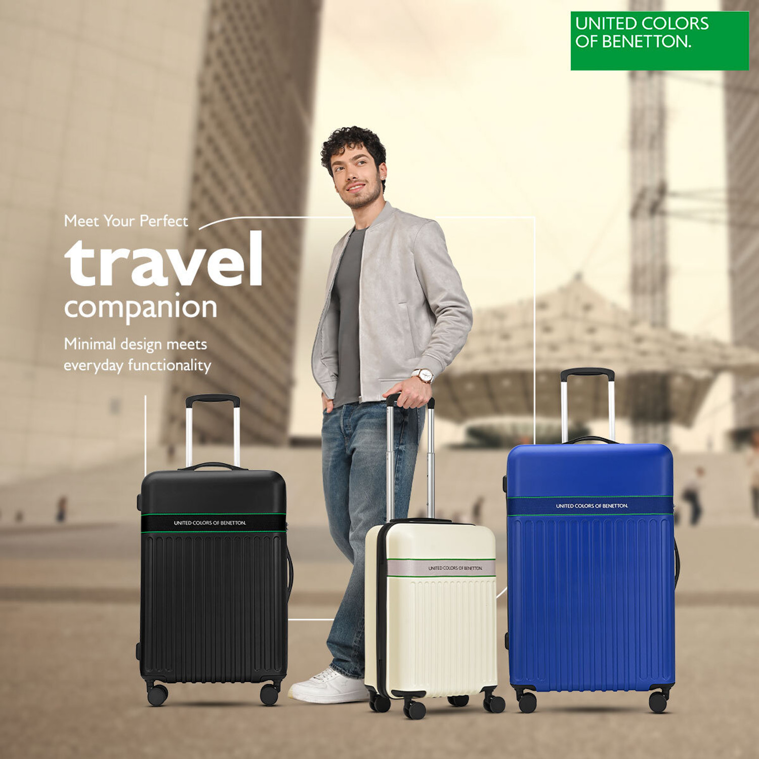Image of United Colors of Benetton Ionic Cabin Suitcase 8 Wheels - 22 Inch