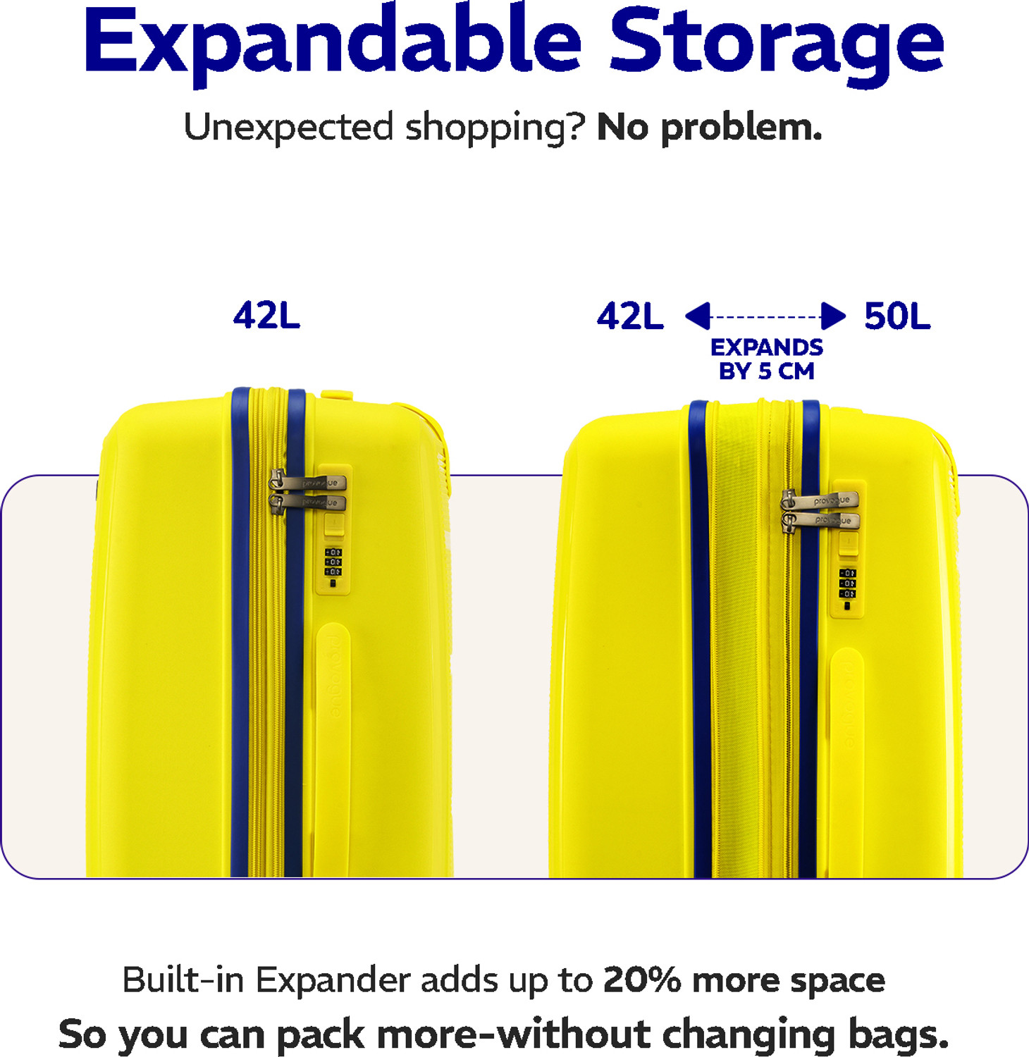 Image of PROVOGUE Spectrum 8W 55 Sundrip Yellow Trolley Bag Expandable Cabin Suitcase 8 Wheels - 20 inch