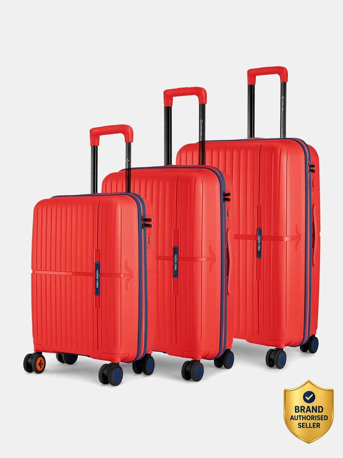 Image of NASHER MILES Springfield Hard-Sided Polypropylene Luggage Set of 3 Trolley Bag for Travel Cabin & Check-in Set 8 Wheels - 28 inch